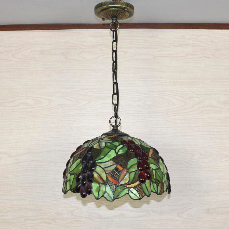 1��Head Suspension Light Decorative Dome Shade Grape Stained Glass Pendant Light Fixture Clearhalo 'Ceiling Lights' 'Chandeliers' 'Industrial' 'Middle Century Pendants' 'Pendant Lights' 'Pendants' 'Tiffany close to ceiling' 'Tiffany' Lighting' 2187118_fbfc83e0-ae60-430d-b707-bcd00f2f7094