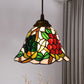 Shaded Pendant Light 1 Bulb Stained Art Glass Tiffany Suspension Light Fixture for Corridor Red Clearhalo 'Ceiling Lights' 'Industrial' 'Middle Century Pendants' 'Pendant Lights' 'Pendants' 'Tiffany close to ceiling' 'Tiffany Pendants' 'Tiffany' Lighting' 2187120