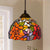 Shaded Pendant Light 1 Bulb Stained Art Glass Tiffany Suspension Light Fixture for Corridor Orange Red Clearhalo 'Ceiling Lights' 'Industrial' 'Middle Century Pendants' 'Pendant Lights' 'Pendants' 'Tiffany close to ceiling' 'Tiffany Pendants' 'Tiffany' Lighting' 2187121