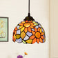 Shaded Pendant Light 1 Bulb Stained Art Glass Tiffany Suspension Light Fixture for Corridor Golden Clearhalo 'Ceiling Lights' 'Industrial' 'Middle Century Pendants' 'Pendant Lights' 'Pendants' 'Tiffany close to ceiling' 'Tiffany Pendants' 'Tiffany' Lighting' 2187129