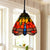 Shaded Pendant Light 1 Bulb Stained Art Glass Tiffany Suspension Light Fixture for Corridor Watermelon Red Clearhalo 'Ceiling Lights' 'Industrial' 'Middle Century Pendants' 'Pendant Lights' 'Pendants' 'Tiffany close to ceiling' 'Tiffany Pendants' 'Tiffany' Lighting' 2187136