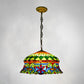 Traditional Shaded Ceiling Light 3 Bulbs Flower Stained Glass Hanging Lamp for Living Room Clearhalo 'Ceiling Lights' 'Industrial' 'Middle Century Pendants' 'Pendant Lights' 'Pendants' 'Tiffany close to ceiling' 'Tiffany Pendants' 'Tiffany' Lighting' 2187142