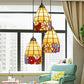 Bell Shaped Multi Light Pendant Decorative Floral Stained Glass 3 Heads Bronze Hanging Lighting Bronze B Round Clearhalo 'Ceiling Lights' 'Chandeliers' 'Industrial' 'Middle Century Pendants' 'Pendant Lights' 'Pendants' 'Tiffany close to ceiling' 'Tiffany Pendants' 'Tiffany' Lighting' 2187196