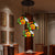 Dome Shade Stained Art Glass Multi Light Pendant Vintage 3 Bulbs Orange Hanging Lighting Orange Round Clearhalo 'Ceiling Lights' 'Industrial' 'Middle Century Pendants' 'Pendant Lights' 'Pendants' 'Tiffany close to ceiling' 'Tiffany Pendants' 'Tiffany' Lighting' 2187242