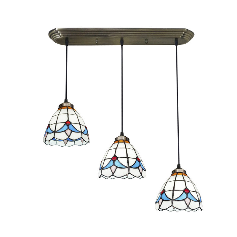 Stained Glass Shaded Hanging Light Traditional 3 Heads Bronze Multi Light Pendant Bronze Lily Clearhalo 'Ceiling Lights' 'Close To Ceiling Lights' 'Industrial' 'Middle Century Pendants' 'Pendant Lights' 'Pendants' 'Tiffany close to ceiling' 'Tiffany Pendants' 'Tiffany' Lighting' 2187260