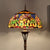 Green Dome Floor Light Vintage 3 Bulbs Stained Glass Pull Chain Standing Light with Floral and Dragonfly Pattern Green Clearhalo 'Floor Lamps' 'Lamps' Lighting' 2187281