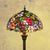 Bowl Shade Floor Lamp Antique Stained Art Glass 2 Heads Purple Standing Lighting with Grape and Flower Pattern Purple Clearhalo 'Floor Lamps' 'Lamps' Lighting' 2187296