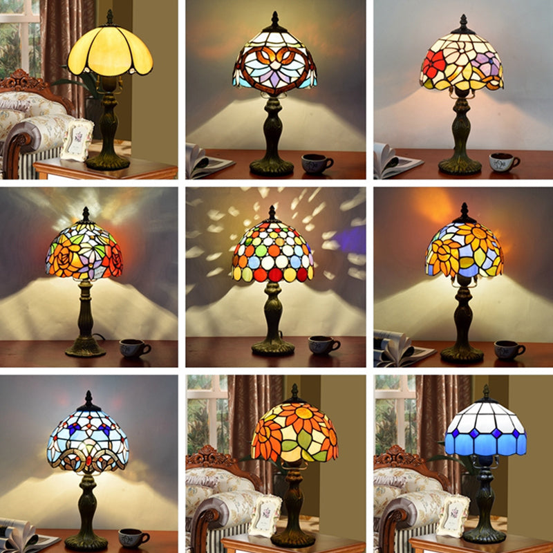 Decorative Dome Table Lamp Single Stained Art Glass Nightstand Lighting for Living Room Clearhalo 'Lamps' 'Table Lamps' Lighting' 2187351