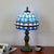 1 Bulb Table Lamp Mediterranean Dome Gridded Glass Nightstand Light in Blue for Living Room Blue Clearhalo 'Lamps' 'Table Lamps' Lighting' 2187384
