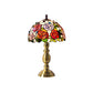 Vintage Dome Table Lamp Single-Bulb Handcrafted Glass Nightstand Lighting with Floral Pattern Orange Red B Clearhalo 'Lamps' 'Table Lamps' Lighting' 2187428