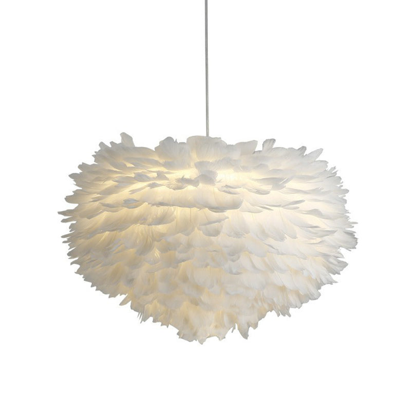 Feather Hemispherical Ceiling Light Simplistic Single Hanging Pendant Light for Living Room Clearhalo 'Ceiling Lights' 'Modern Pendants' 'Modern' 'Pendant Lights' 'Pendants' Lighting' 2187480