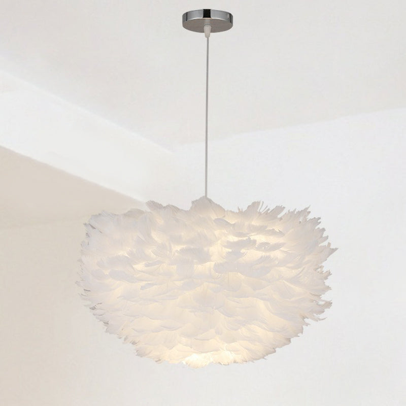 Feather Hemispherical Ceiling Light Simplistic Single Hanging Pendant Light for Living Room Clearhalo 'Ceiling Lights' 'Modern Pendants' 'Modern' 'Pendant Lights' 'Pendants' Lighting' 2187481