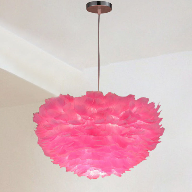 Feather Hemispherical Ceiling Light Simplistic Single Hanging Pendant Light for Living Room Clearhalo 'Ceiling Lights' 'Modern Pendants' 'Modern' 'Pendant Lights' 'Pendants' Lighting' 2187483