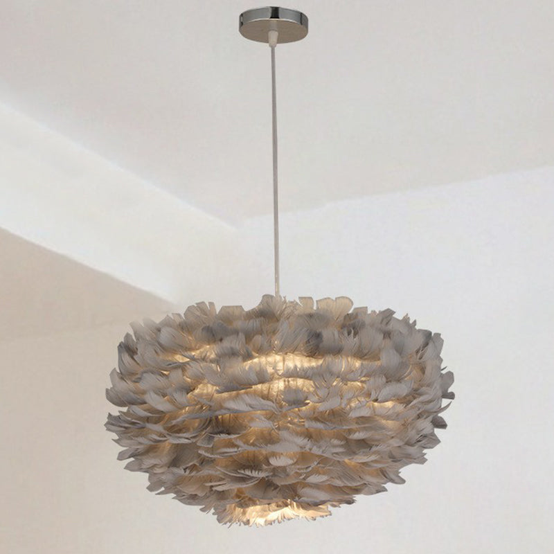 Feather Hemispherical Ceiling Light Simplistic Single Hanging Pendant Light for Living Room Clearhalo 'Ceiling Lights' 'Modern Pendants' 'Modern' 'Pendant Lights' 'Pendants' Lighting' 2187485