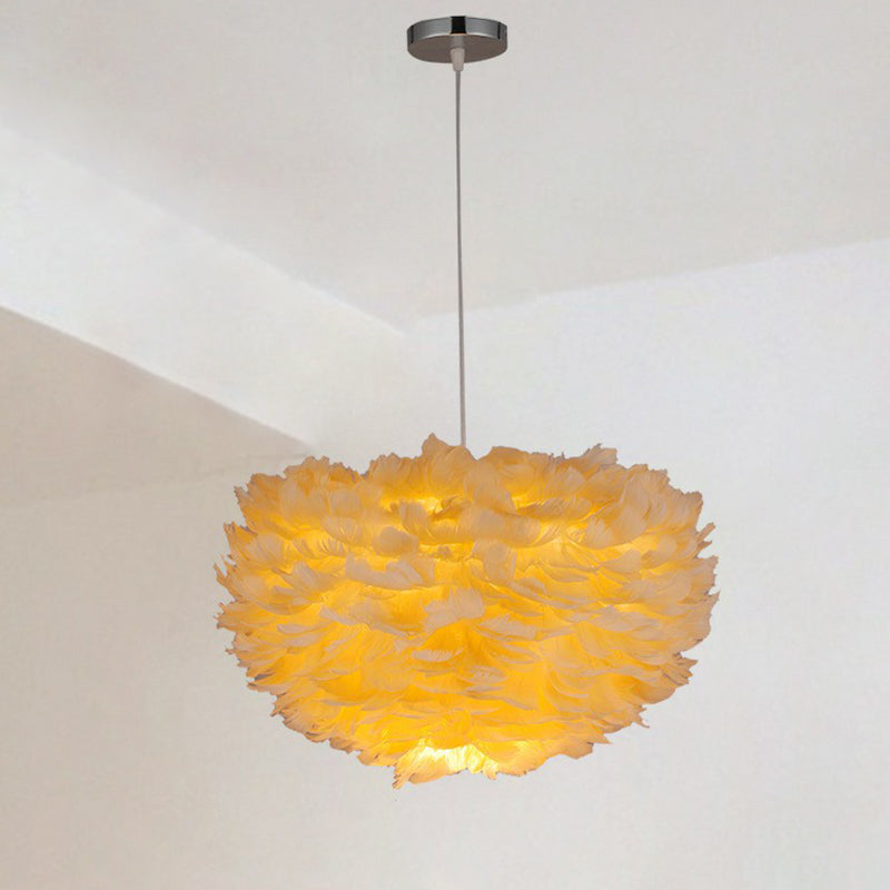 Feather Hemispherical Ceiling Light Simplistic Single Hanging Pendant Light for Living Room Orange Clearhalo 'Ceiling Lights' 'Modern Pendants' 'Modern' 'Pendant Lights' 'Pendants' Lighting' 2187486