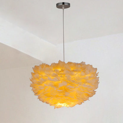 Feather Hemispherical Ceiling Light Simplistic Single Hanging Pendant Light for Living Room Orange Clearhalo 'Ceiling Lights' 'Modern Pendants' 'Modern' 'Pendant Lights' 'Pendants' Lighting' 2187486