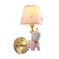 Deer Wall Mount Light Kids Resin Child Room Wall Lighting with Tapered Fabric Shade in Pink Clearhalo 'Wall Lamps & Sconces' 'Wall Lights' Lighting' 2187662