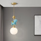 Cream Glass Globe Suspension Light Kids 1-Light Pendant Light Fixture with Resin Unicorn Blue A Clearhalo 'Ceiling Lights' 'Pendant Lights' 'Pendants' Lighting' 2187724_32549007-0a53-4810-80c1-0974be2fcde6