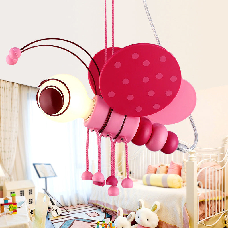 Kids Style Bee Shape Suspension Lighting Metallic 1-Light Nursery Pendant Ceiling Light Pink Clearhalo 'Ceiling Lights' 'Pendant Lights' 'Pendants' Lighting' 2187748_7d5139a9-7adf-4dc2-9704-a6529580627f
