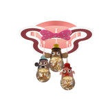 Animal Head Multi Light Pendant Cartoon Metallic Child Room Hanging Lighting in Pink Clearhalo 'Ceiling Lights' 'Glass shade' 'Glass' 'Pendant Lights' 'Pendants' Lighting' 2187761