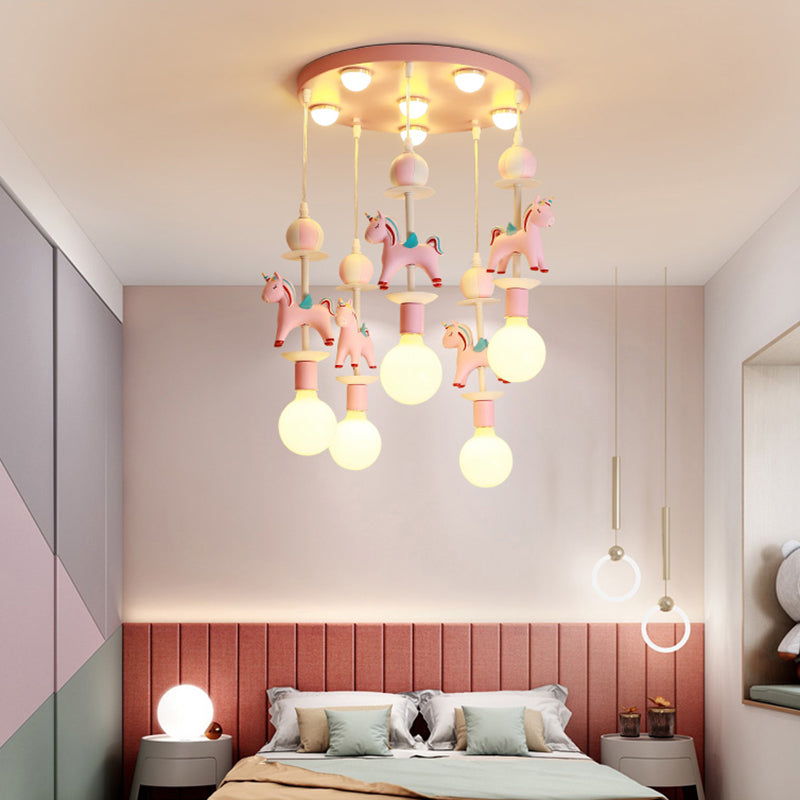 Rainbow Unicorn Nursery Pendant Ceiling Light Resin Kids Multi Lamp Pendant Light Clearhalo 'Ceiling Lights' 'Pendant Lights' 'Pendants' Lighting' 2187777