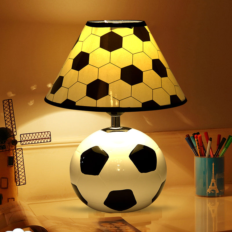Football Table Light Simplistic Ceramic Single Black and White Nightstand Lighting for Bedside Black-White Clearhalo 'Lamps' 'Table Lamps' Lighting' 2187847