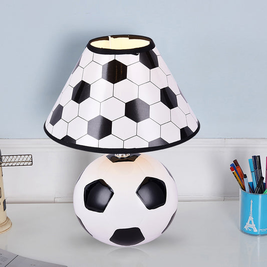 Football Table Light Simplistic Ceramic Single Black and White Nightstand Lighting for Bedside Clearhalo 'Lamps' 'Table Lamps' Lighting' 2187848