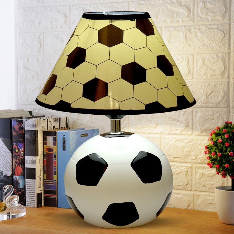 Football Table Light Simplistic Ceramic Single Black and White Nightstand Lighting for Bedside Clearhalo 'Lamps' 'Table Lamps' Lighting' 2187849