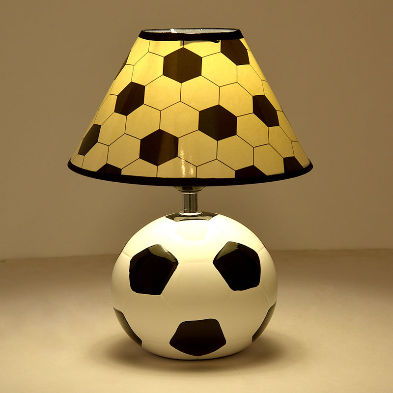 Football Table Light Simplistic Ceramic Single Black and White Nightstand Lighting for Bedside Clearhalo 'Lamps' 'Table Lamps' Lighting' 2187850