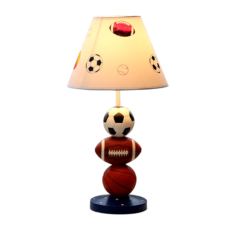 Sport Balls Bedroom Nightstand Lamp Resin Single-Bulb Kids Table Light with Empire Shade in White Clearhalo 'Lamps' 'Table Lamps' Lighting' 2187854