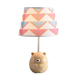 Bear Nightstand Lamp Kids Resin 1 Bulb Bedroom Table Lighting with Tapered Fabric Shade in Apricot Clearhalo 'Lamps' 'Table Lamps' Lighting' 2187870