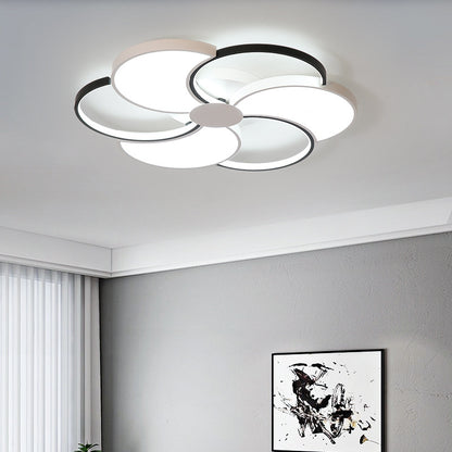 Floral LED Flush Mount Ceiling Light Simple Black and White Ceiling Light Fixture with Acrylic Shade in Warm/White/Natural Light Black-White Clearhalo 'Ceiling Lights' 'Close To Ceiling Lights' 'Close to ceiling' 'Flush mount' Lighting' 218806