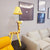 Red/Yellow Bell Shade Standing Floor Lamp Kids 1 Head Fabric Floor Lamp with Giraffe Base for Living Room Yellow Clearhalo 'Floor Lamps' 'Lamps' Lighting' 218834