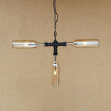 3 Lights Chandelier Lamp Vintage Style Bottle Glass Shade Pendant Lighting in Smoke Grey/Blue for Bar Amber Clearhalo 'Ceiling Lights' 'Chandeliers' 'Clear' 'Glass shade' 'Glass' 'Industrial Chandeliers' 'Industrial' 'Middle Century Chandeliers' 'Modern' 'Tiffany' 'Traditional Chandeliers' Lighting' 21887