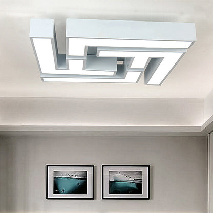 Maze Bedroom Flush Lamp Acrylic Shaded White LED Ceiling Mounted Fixture in Warm/White Light White Clearhalo 'Ceiling Lights' 'Close To Ceiling Lights' 'Close to ceiling' 'Flush mount' Lighting' 218966
