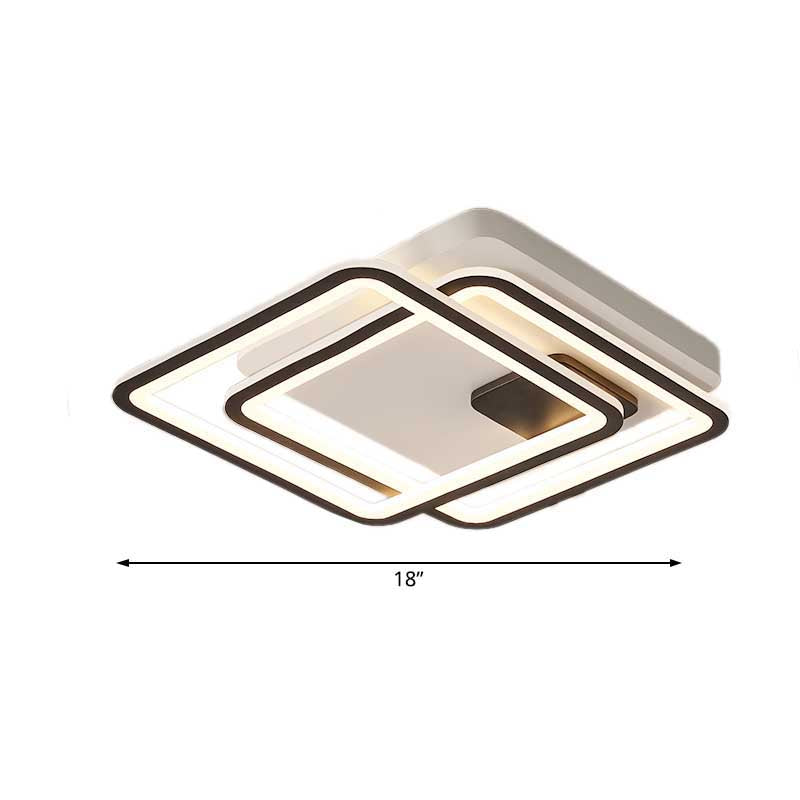Black 2-Tiered LED Ceiling Flush Mount Contemporary 18"/23" Wide Acrylic Shaded Ceiling Lamp in Warm/White Light Clearhalo 'Ceiling Lights' 'Close To Ceiling Lights' 'Close to ceiling' 'Flush mount' Lighting' 218993