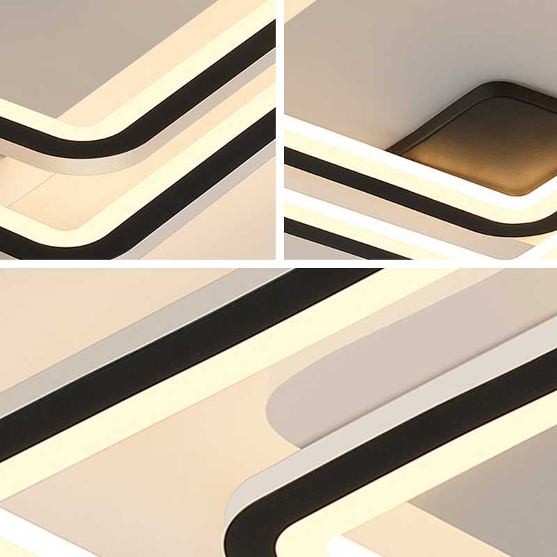 Black 2-Tiered LED Ceiling Flush Mount Contemporary 18"/23" Wide Acrylic Shaded Ceiling Lamp in Warm/White Light Clearhalo 'Ceiling Lights' 'Close To Ceiling Lights' 'Close to ceiling' 'Flush mount' Lighting' 218995