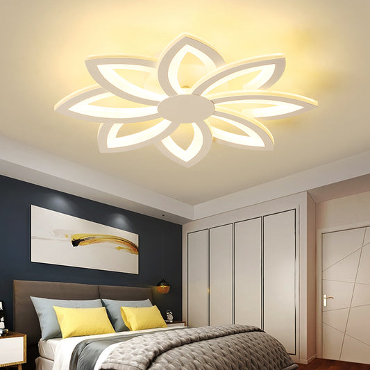 18"/23" W Acrylic Flower Semi Flush Ceiling Light Simplicity LED White Ceiling Mounted Fixture in Warm/White Light Clearhalo 'Ceiling Lights' 'Close To Ceiling Lights' 'Close to ceiling' 'Semi-flushmount' Lighting' 218997