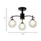 Clear Glass Ball Semi Flush Light Contemporary 3/5/6-Light Living Room Ceiling Flush Mount Chandelier in Black Clearhalo 'Ceiling Lights' 'Close To Ceiling Lights' 'Close to ceiling' 'Glass shade' 'Glass' 'Semi-flushmount' Lighting' 219019