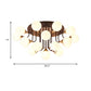 6/10/13 Lights Corridor Semi Flush Chandelier Milk White Glass Shaded Sphere Ceiling Mounted Light in Black Clearhalo 'Ceiling Lights' 'Close To Ceiling Lights' 'Close to ceiling' 'Glass shade' 'Glass' 'Semi-flushmount' Lighting' 219024