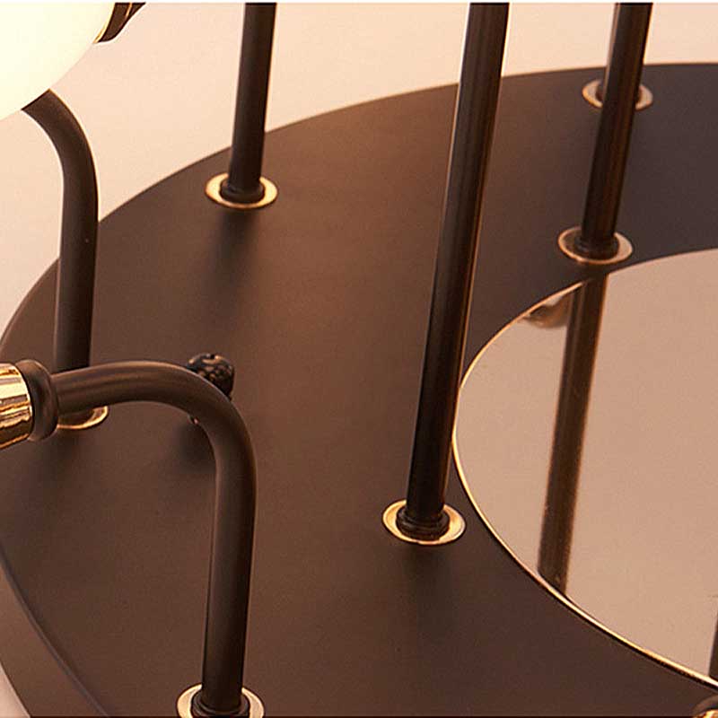 6/10/13 Lights Corridor Semi Flush Chandelier Milk White Glass Shaded Sphere Ceiling Mounted Light in Black Clearhalo 'Ceiling Lights' 'Close To Ceiling Lights' 'Close to ceiling' 'Glass shade' 'Glass' 'Semi-flushmount' Lighting' 219035