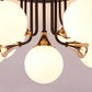 6/10/13 Lights Corridor Semi Flush Chandelier Milk White Glass Shaded Sphere Ceiling Mounted Light in Black Clearhalo 'Ceiling Lights' 'Close To Ceiling Lights' 'Close to ceiling' 'Glass shade' 'Glass' 'Semi-flushmount' Lighting' 219044