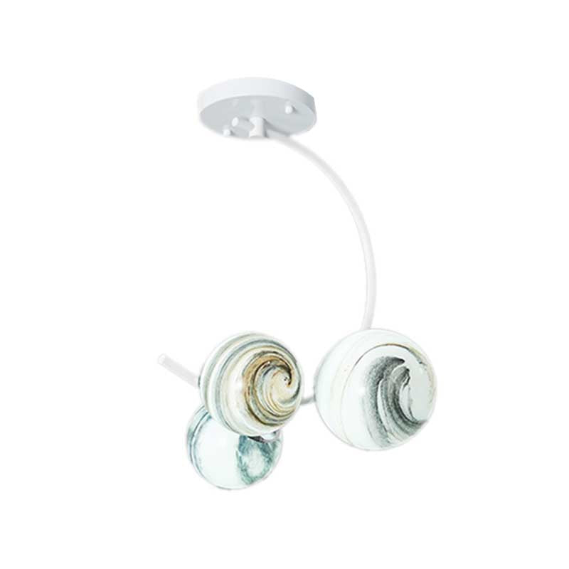 Ball Ceiling Lamp Modernism Hand Blown Glass 3/5 Lights Semi Flush Mount Lighting in Black/White Clearhalo 'Ceiling Lights' 'Chandeliers' 'Close To Ceiling Lights' 'Close to ceiling' 'Glass shade' 'Glass' 'Semi-flushmount' Lighting' 219050