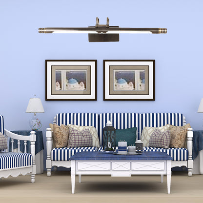 LED Linear Vanity Light Fixture Classic Bronze Metal Sconce Lamp in White/Warm Light, 21"/26" W Bronze Clearhalo 'Vanity Lights' 'Wall Lights' Lighting' 219078