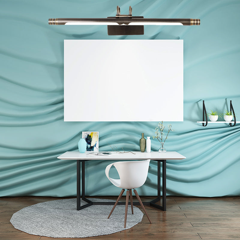 LED Linear Vanity Light Fixture Classic Bronze Metal Sconce Lamp in White/Warm Light, 21"/26" W Clearhalo 'Vanity Lights' 'Wall Lights' Lighting' 219079