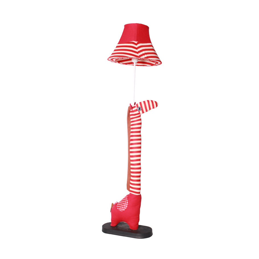 Cartoon Style Bell Standing Light Fabric and Cotton 1 Light Living Room Floor Lamp with Animal Decoration in Blue/Red Clearhalo 'Floor Lamps' 'Lamps' Lighting' 219111