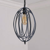 Gray/Red Oval Cage Hanging Ceiling Light Industrial Metallic 1 Bulb Restaurant Pendant Lamp with Adjustable Chain Clearhalo 'Art Deco Pendants' 'Cast Iron' 'Ceiling Lights' 'Ceramic' 'Crystal' 'Industrial Pendants' 'Industrial' 'Metal' 'Middle Century Pendants' 'Pendant Lights' 'Pendants' 'Tiffany' Lighting' 21916