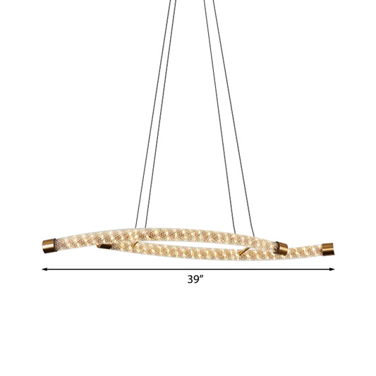 Rope-Shaped Living Room Chandelier Pendant Modernist Crystal Gold LED Ceiling Light Fixture Clearhalo 'Ceiling Lights' 'Chandeliers' 'Modern Chandeliers' 'Modern' Lighting' 219267