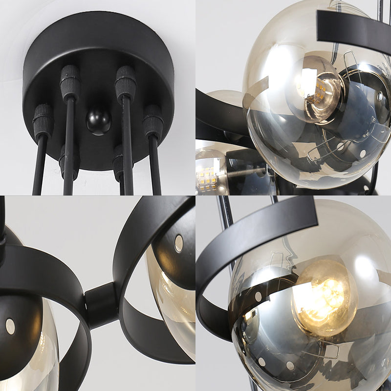 Clear Glass Ball Ceiling Pendant Contemporary 6 Light Black Chandelier for Dining Room Clearhalo 'Ceiling Lights' 'Chandeliers' 'Clear' 'Industrial' 'Modern Chandeliers' 'Modern' 'Tiffany' 'Traditional Chandeliers' Lighting' 219298