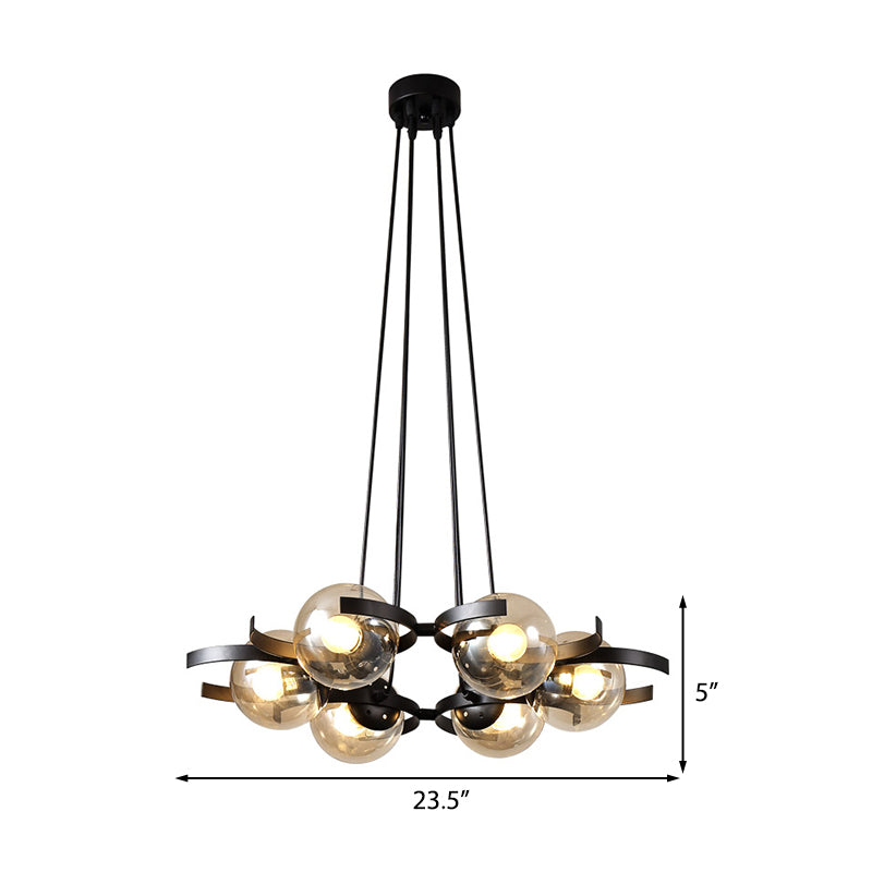 Clear Glass Ball Ceiling Pendant Contemporary 6 Light Black Chandelier for Dining Room Clearhalo 'Ceiling Lights' 'Chandeliers' 'Clear' 'Industrial' 'Modern Chandeliers' 'Modern' 'Tiffany' 'Traditional Chandeliers' Lighting' 219301